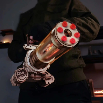 Деревянный механический конструктор Пулемёт с вращающимся стволом Robotime Rotating-Barrel Machine Gun Деревянный механический конструктор Пулемёт с вращающимся стволом Robotime Rotating-Barrel Machine Gun