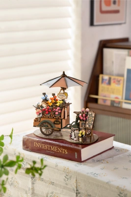 Деревянный конструктор Цветочная тележка Robotime Blossom Cart