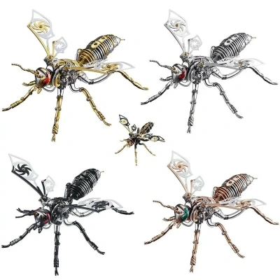 Механический конструктор DIY Cyberpunk из нержавеющей стали "Оса" - Silver Black