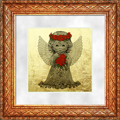 Картина на сусальном золоте «Цветочный ангел»