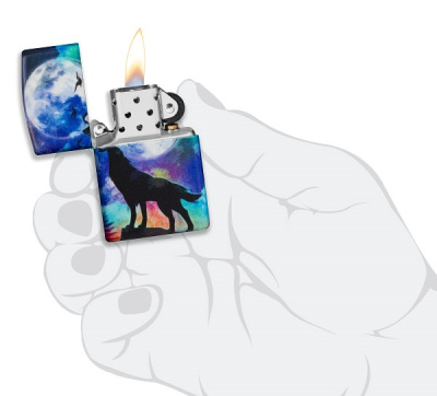 Зажигалка ZIPPO Wolf Design с покрытием 540 Matte, латунь/сталь, разноцветная, матовая, 38x13x57 мм