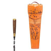 Шампура подарочные 6шт. (колпачок) в колчане из натуральной кожи (медведь, гравировка), арт.314КК6-Г1 Шампура подарочные 6шт. (колпачок) в колчане из натуральной кожи (медведь, гравировка), арт.314КК6-Г1