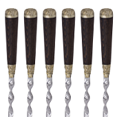 Шампуры 6шт. «Колпачок» с рукоятью из венге и мельхиора Шампуры 6шт. «Колпачок» с рукоятью из венге и мельхиора