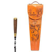 Шампура подарочные 6шт. (колпачок) в колчане из натуральной кожи (волк, гравировка), арт.314КК6-Г2 Шампура подарочные 6шт. (колпачок) в колчане из натуральной кожи (волк, гравировка), арт.314КК6-Г2