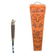 Шампура подарочные «Тигр» 6шт. в колчане из натуральной кожи (гравировка), арт.309КК6-Г1 Шампура подарочные «Тигр» 6шт. в колчане из натуральной кожи (гравировка), арт.309КК6-Г1
