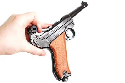 Макет. Пистолет Luger Parabellum P08 ("Люгер P08 Парабеллум") (Германия, 1898 г.), накладки на рукояти из дерева
