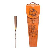 Шампура подарочные 6шт. в колчане из натуральной кожи (волк, гравировка), арт.316КК6-Г2 Шампура подарочные 6шт. в колчане из натуральной кожи (волк, гравировка), арт.316КК6-Г2