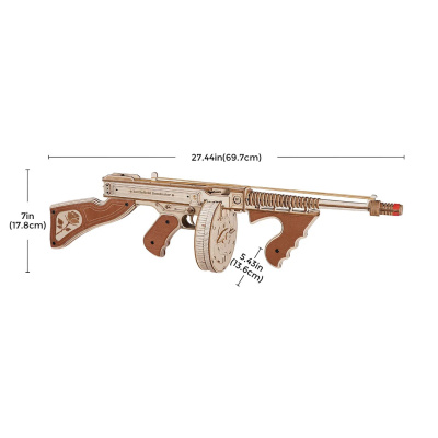 Механический деревянный конструктор Robotime - Пистолет-пулемёт Томпсона (Thompson Submachine Gun)