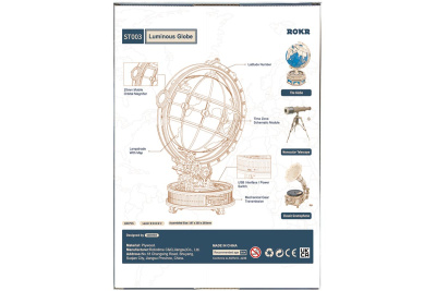 Механический деревянный конструктор Robotime - Светящийся глобус (Luminous Globe)