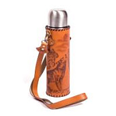 Термос походный 1л в оплетке из натуральной кожи с наплечным ремнем, арт.511ТК-П1 Термос походный 1л в оплетке из натуральной кожи с наплечным ремнем, арт.511ТК-П1