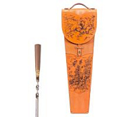 Шампура подарочные 6шт. в колчане из натуральной кожи (медведь, гравировка), арт.316КК6-Г1 Шампура подарочные 6шт. в колчане из натуральной кожи (медведь, гравировка), арт.316КК6-Г1
