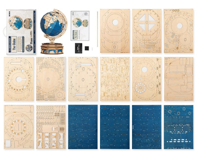 Механический деревянный конструктор Robotime - Глобус с секретным ящиком (The Globe)