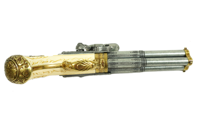 Макет. Кремневый 4-х ствольный пистоль (Франция, XVIII век), рукоять под кость