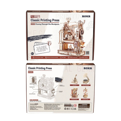Механический деревянный конструктор Robotime - Классический печатный станок (Classic Printing Press)