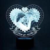 3D ночник Свадебный Фото-светильник в сердце SF006