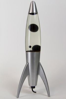 Лава-лампа 35см Rocket Telstar Чёрная/Прозрачная (Воск) Silver