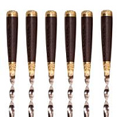 Шампуры 6шт. «Колпачок» с рукоятью из венге и латуни Шампуры 6шт. «Колпачок» с рукоятью из венге и латуни