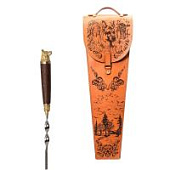 Шампура подарочные 6шт. «Собака» в колчане из натуральной кожи (гравировка), арт.378КК6-Г Шампура подарочные 6шт. «Собака» в колчане из натуральной кожи (гравировка), арт.378КК6-Г