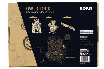 Настольнные кварцевые часы-конструктор Robotime - Сова (Owl Clock)